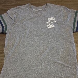 Harley-Davidson Heather Gray Tee with Striped Sleeves
